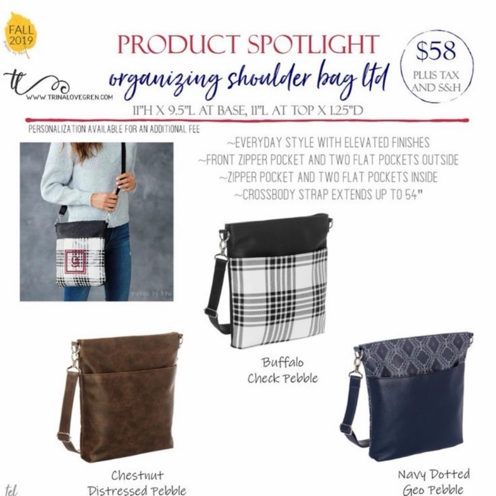 Thirty-One Organizing Shoulder Bag Limited crossbody purse black and white plaid - Picture 2 of 5